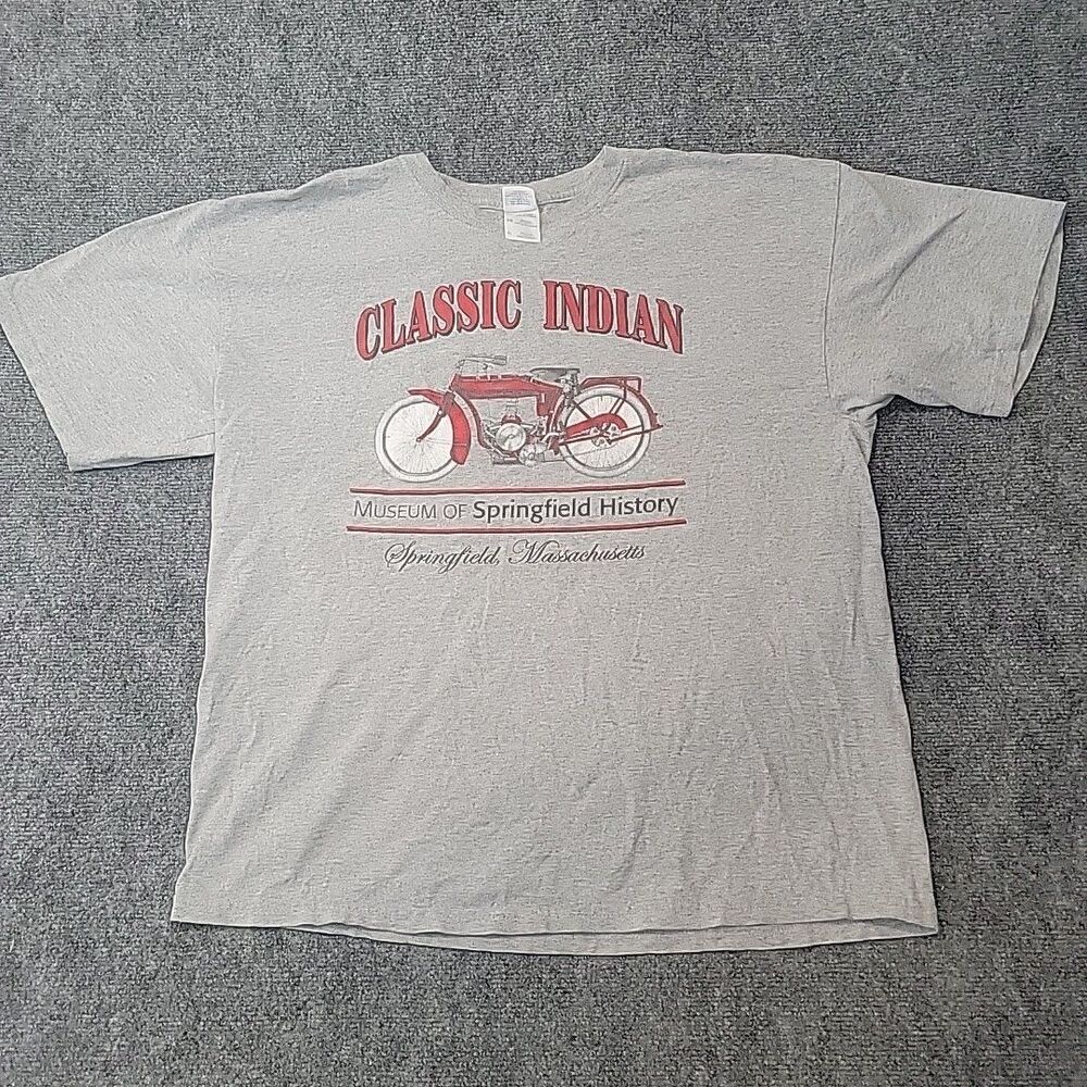Y2K Classic Indian Motorcycles Springfield Museum Massachusetts Gray XL T Shirt